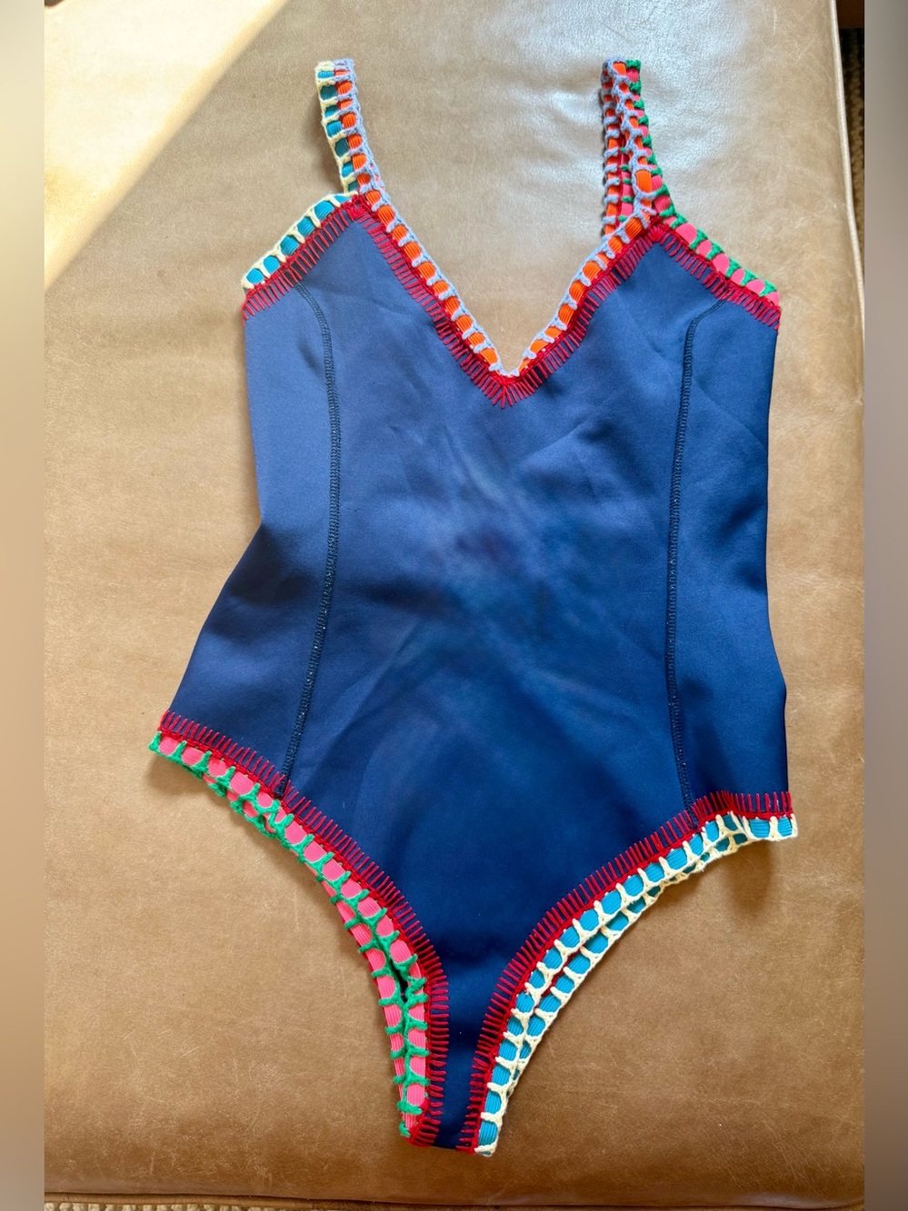 KIINI Navy One-Piece Swimsuit with Crochet Trim - M